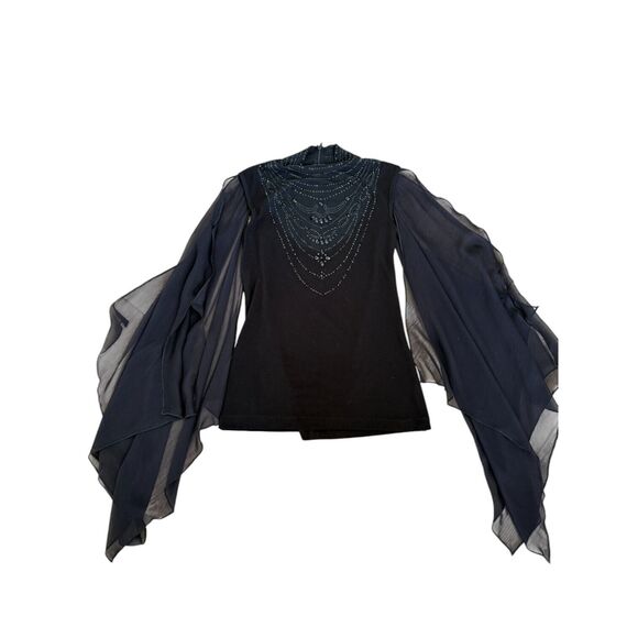 Grayse Kelly And Marie Gray Whimsy Goth Punk Sheer Sequin Witchy Designer Top XS - Picture 8 of 14